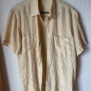 Yellow 100% SILK Button-Up Shirt